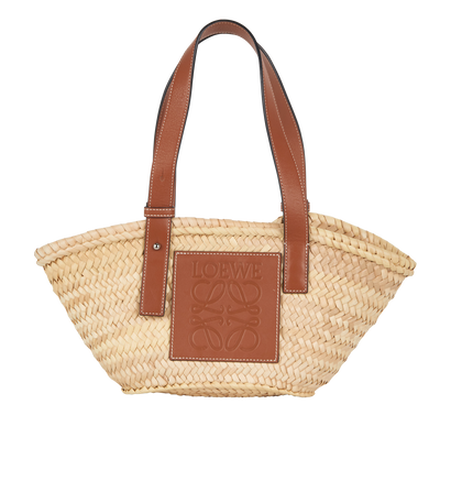 Basket Tote, &pound;220, Handbags, Beige/Brown, Leather/Raffia, Front view
